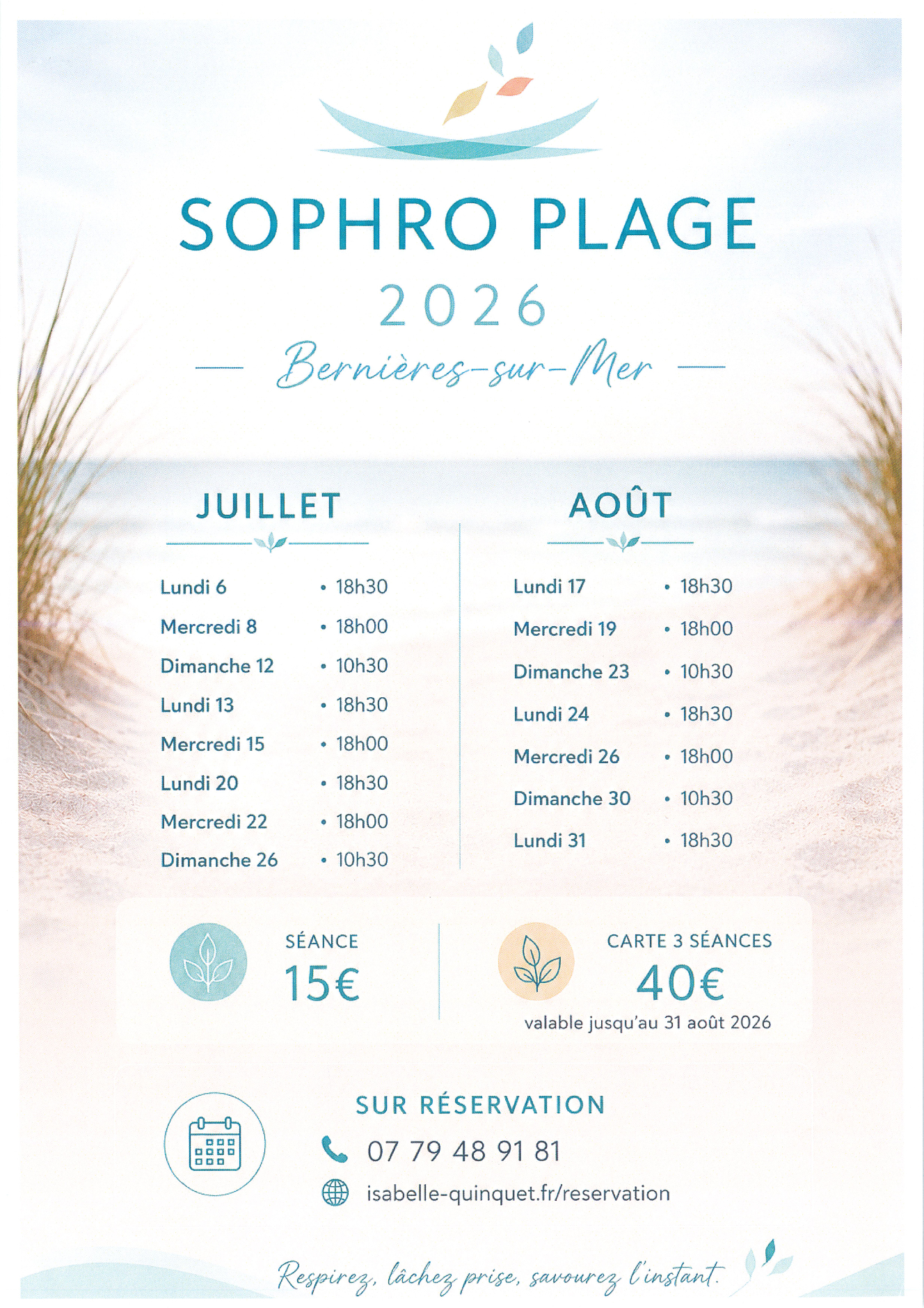SÉANCES DE SOPHROLOGIE SUR LA PLAGE
